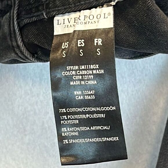LIVERPOOL Jean Jacket Womens Small Black Carbon Wash Denim Button Front Classic - Picture 6 of 13